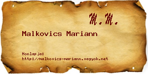 Malkovics Mariann névjegykártya