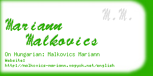 mariann malkovics business card